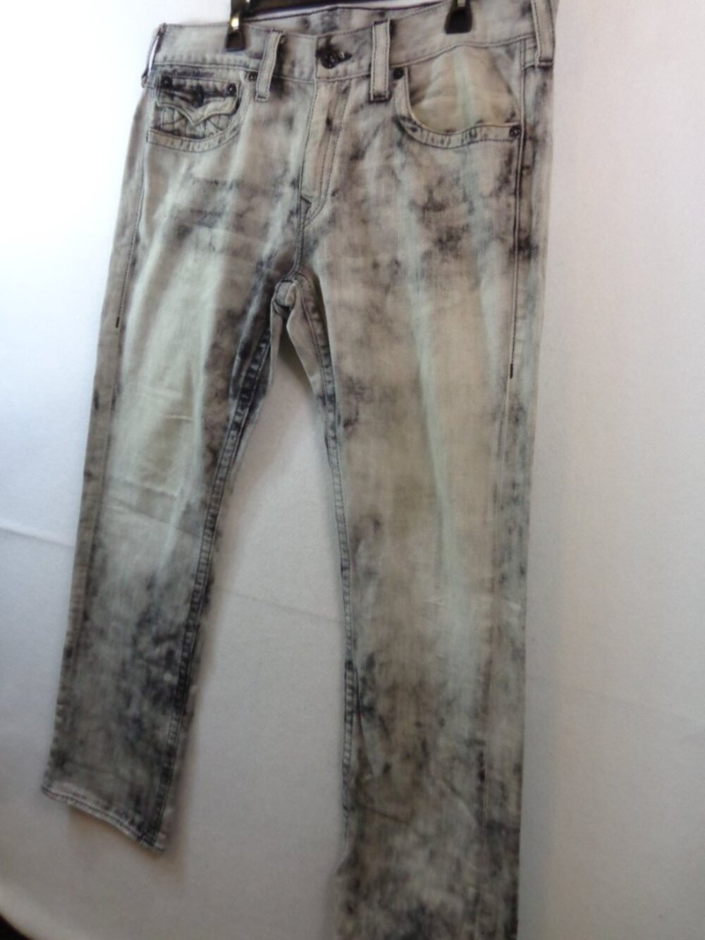 True Religion Jeans Men's 36/34 Ricky Classic Straight Black Grey M08859GJ3 - Picture 4 of 16